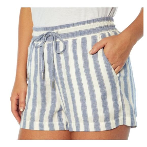 Gap · XL · Linen Blend Shorts Blue White Stripe Drawstring Waist Coastal Preppy - Picture 2 of 10